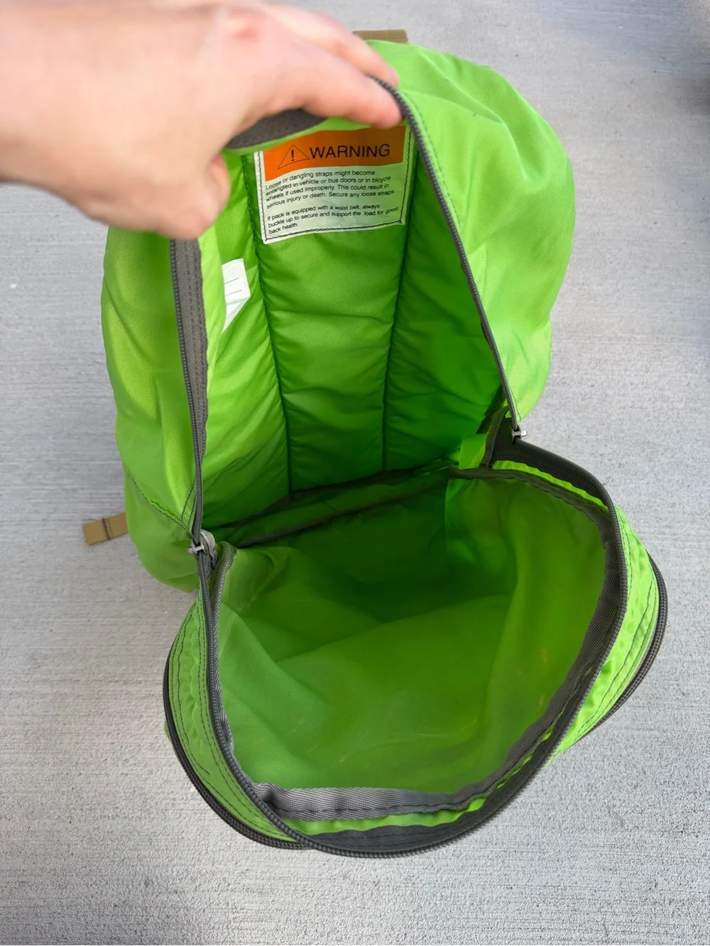 L.L.Bean Backpack Lime Green Reflective School Travel Daypack Tabarini 19”